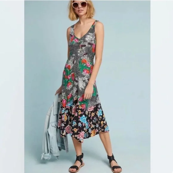 Anthropologie Maeve Violette Floral Midi Dress - Picture 1 of 14